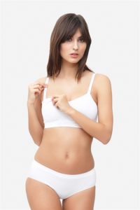 White nursing bra with click opening in bamboo fibers